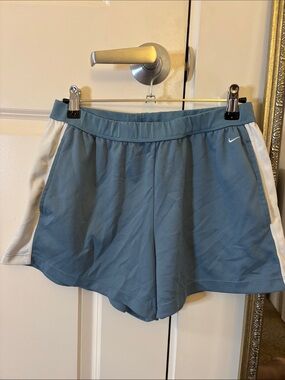 Nike Women's Steel Blue Athletic Shorts with White Side Panels